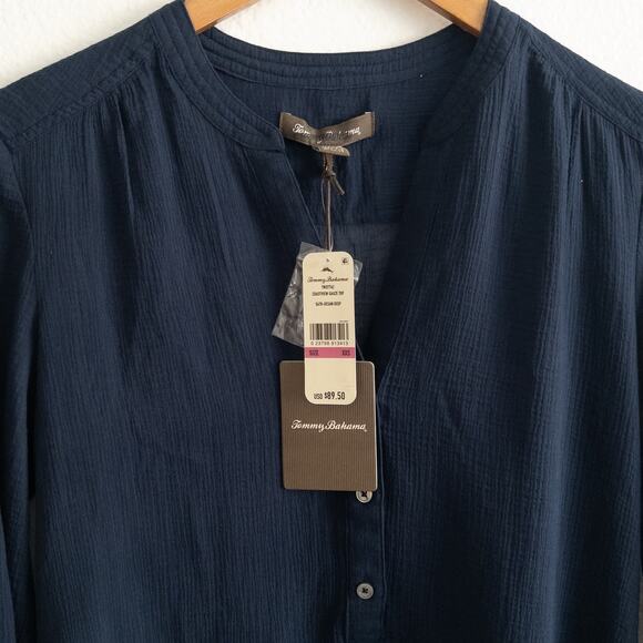 Tommy Bahama Coast View Gauze in Ocean Deep Navy Top Size XXS NWT - Picture 3 of 5